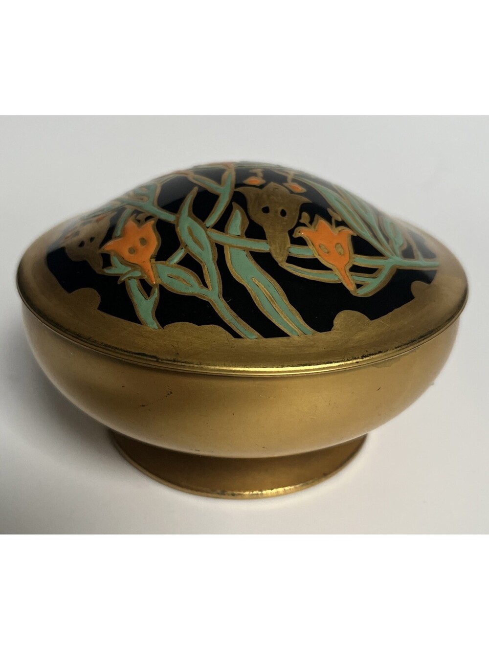 Antique DeVilbiss Art Nouveau Powder Jar Enameled Lid Toledo Ohio c1900